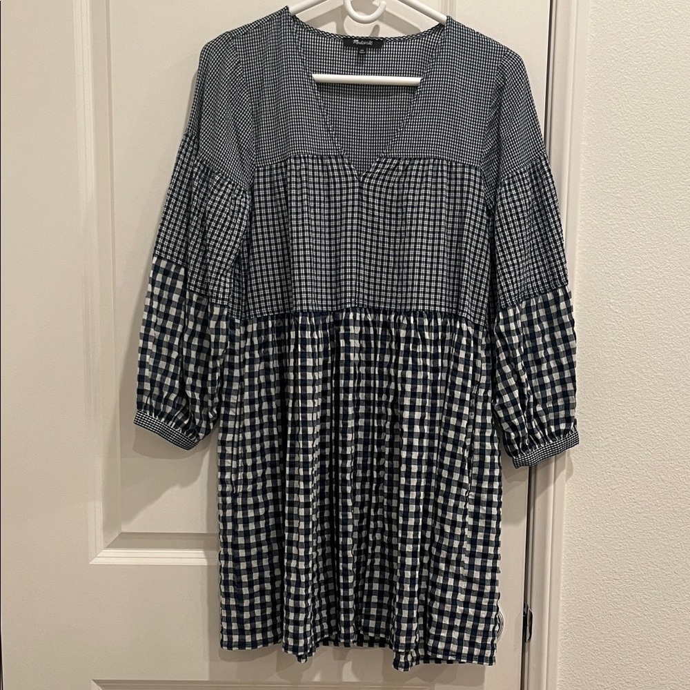 Madewell Navy and White Gingham Dress